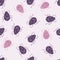 Random seamless pattern with doodle bug silhouettes. Purple and pink colored insects ornament on white background