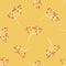 Random seamless pattern with doodle gypsophila elements print. Orange background. Decorative blossom artwork