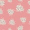 Random seamless pattern with doodle ladybug silhouettes. White and black colored insects ornament on pink background