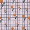 Random seamless pattern with red dandelion on pink chequered background