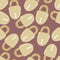 Random seamless pattern with simple beige loch shapes ornament. Pale maroon background. Vintage old backdrop