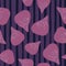 Random seamless seasonal pattern with purple fig ornament. Striped background. Nature print