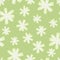 Random simple doodle flowers seamless pattern. Hand drawn ornament. Green pastel background