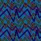 Randomly crossing colored lines located zigzag making pattern.Azure background