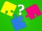 Randomly Puzzle and question mark concept on green.3d illustration