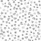 Randomly scattered suns, stars, arrows, hashes, hearts. Seamless pattern.