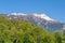 Range of beautiful Dents de Morcle mountains covered with snow in Switzerland