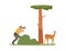 Ranger man character watching wild animals, flat vector illustration isolated.