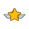 Rank star with wings icon, quality rating symbol