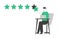 Ranking Evaluation and Rating Classification Concept. Businessman Character Click on Green Stars in Pc to Increase Rate