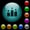 Ranking icons in color illuminated glass buttons