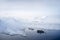 Rannoch Moor and Black Mount covered in snow during winter aerial view