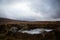 Rannoch Moor in Scotland with gloomy skies overhead