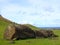 Rano Raraku stone quarry on Easter Island Rapa Nui, Chile, where moai statues were made