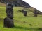 Rano Raraku stone quarry on Easter Island Rapa Nui, Chile, where moai statues were made