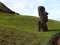 Rano Raraku stone quarry on Easter Island Rapa Nui, Chile, where moai statues were made