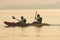 RANONG THAILAND - MARCH 20 : thai tourist sailing sea kayak against beautiful morning lingt at payam island on march 20, 2016 in