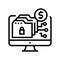 ransomware cyber crime line icon vector illustration