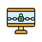 Ransomware desktop icon. Simple color with outline vector elements of hacks icons for ui and ux, website or mobile application