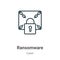 Ransomware outline vector icon. Thin line black ransomware icon, flat vector simple element illustration from editable cyber