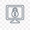 Ransomware vector icon on transparent background, linea