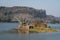 Ranthambore monuments and padam lake with landscape of ranthambore national park