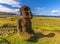 Ranu Raraku, Easter Island - July 10, 2017: Moai statues of Ranu Raraku, Easter Island