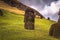 Ranu Raraku, Easter Island - July 10, 2017: Moai statues of Ranu Raraku, Easter Island