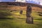 Ranu Raraku, Easter Island - July 10, 2017: Moai statues of Ranu Raraku, Easter Island