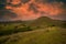 Rapa Nui. The landscape with the volcano on Easter Island,