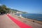 Rapallo promenade, Genoa Genova province, the Ligurian Riviera and its red carpet, Italy.