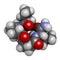 Rapastinel drug molecule. 3D rendering. Atoms are represented as spheres with conventional color coding: hydrogen white, carbon