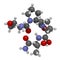 Rapastinel drug molecule. 3D rendering. Atoms are represented as spheres with conventional color coding: hydrogen white, carbon