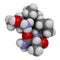 Rapastinel drug molecule. 3D rendering. Atoms are represented as spheres with conventional color coding: hydrogen white, carbon