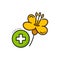 Rapeseed, canola oil icon of flower and cross