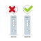 Rapid antigen detection test results. Positive and negative. Tick and cross. Covid 19. Vector illustration, flat design