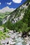 Rapid brook near Klausen Pass in Swiss Alps