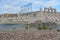 Rapid Changes in Water Level and Do Not Enter the Water sign overlooking the spillway of the Davis Dam in Laughlin, Clark County,