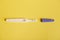 Rapid diagnosis of pregnancy at home. Top view of inkjet pregnancy test kits with two bars, isolated yellow background