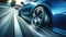 Rapid Motion: Blue Car\\\'s High-Speed Highway Journey