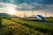 Rapid Motion High-Speed Train Zooming at Full Speed. AI