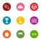 Rapid motion icons set, flat style