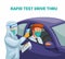 Rapid test drive thru. scientist wear hazmat suit and faceshield check driver in car from corona virus infected concept in cartoon