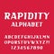 Rapidity alphabet vector font. Oblique letters and numbers