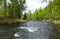 A rapidly moving river on the kenai peninsula in the springtime