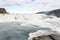 rapids of Gullfoss waterfall in canyon of Olfusa