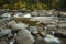 Rapids and ledges of Lower Falls, Swift River, New Hampshire.
