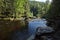 Rapids on a mountain river in the Karelian forest.