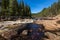 Rapids on the river with forest and rock