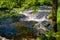 Rapids on the river Loobu. Joaveski limestone waterfall in Lahemaa National Park.